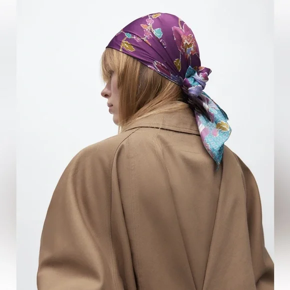 Zara | Accessories | Sale Zara Satin Effect Printed Scarf  display picture 3
